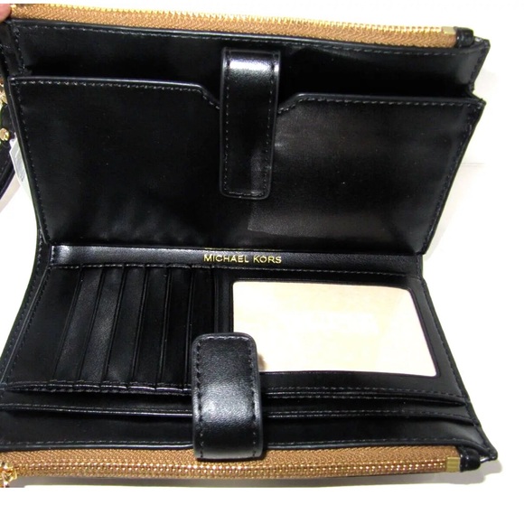 Michael Kors Large Double Zip Wallet / Wristlet with Blk/Wht Color Block - Picture 2 of 16